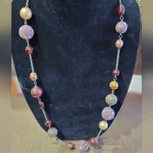 Chic Beaded Necklace with Gold and Silver Accents